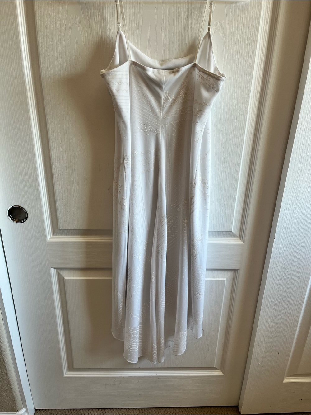 VTG City Triangles White Embroidered Slip Dress High Low Midi Y2K 90s Large - Picture 10 of 12